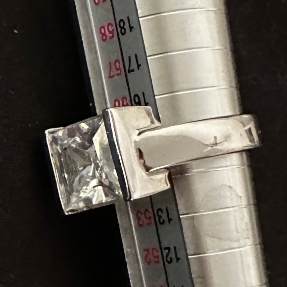 GET ENGAGED Bold Statement Modernist Square CZ & Silver Ring Size 7 - Picture 3 of 16